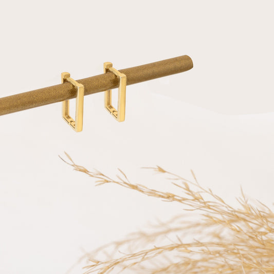 925 Sterling Silver Minimalist Rectangle Hoop Earrings