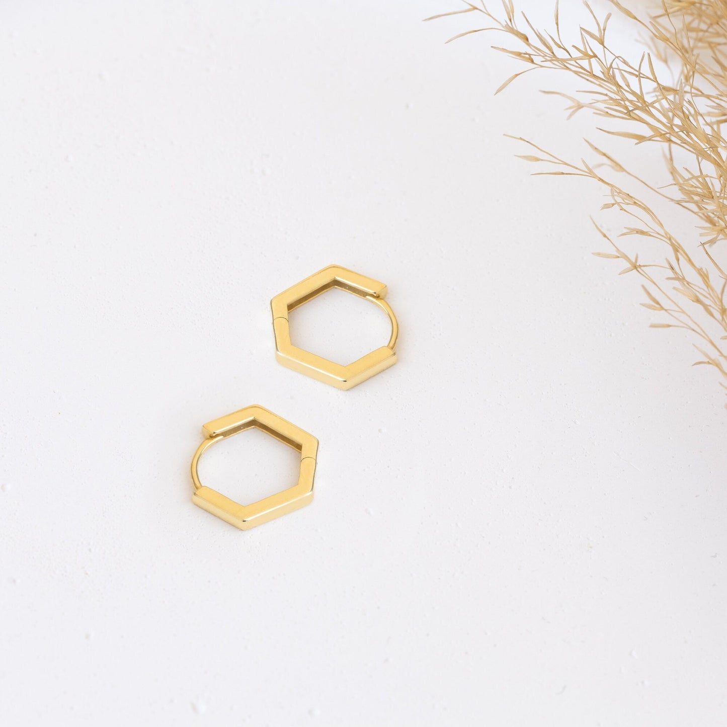 925 Sterling Silver Chunky Hexagon Hoop Earrings