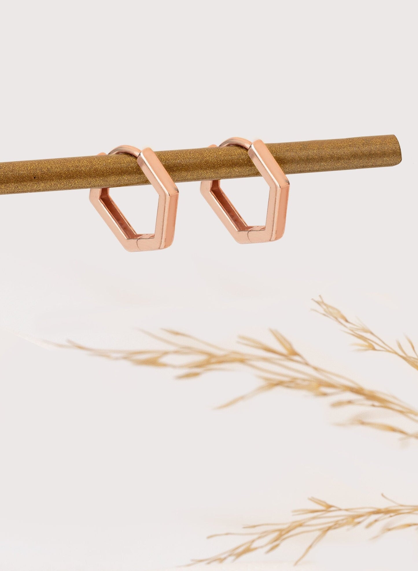 925 Sterling Silver Chunky Hexagon Hoop Earrings