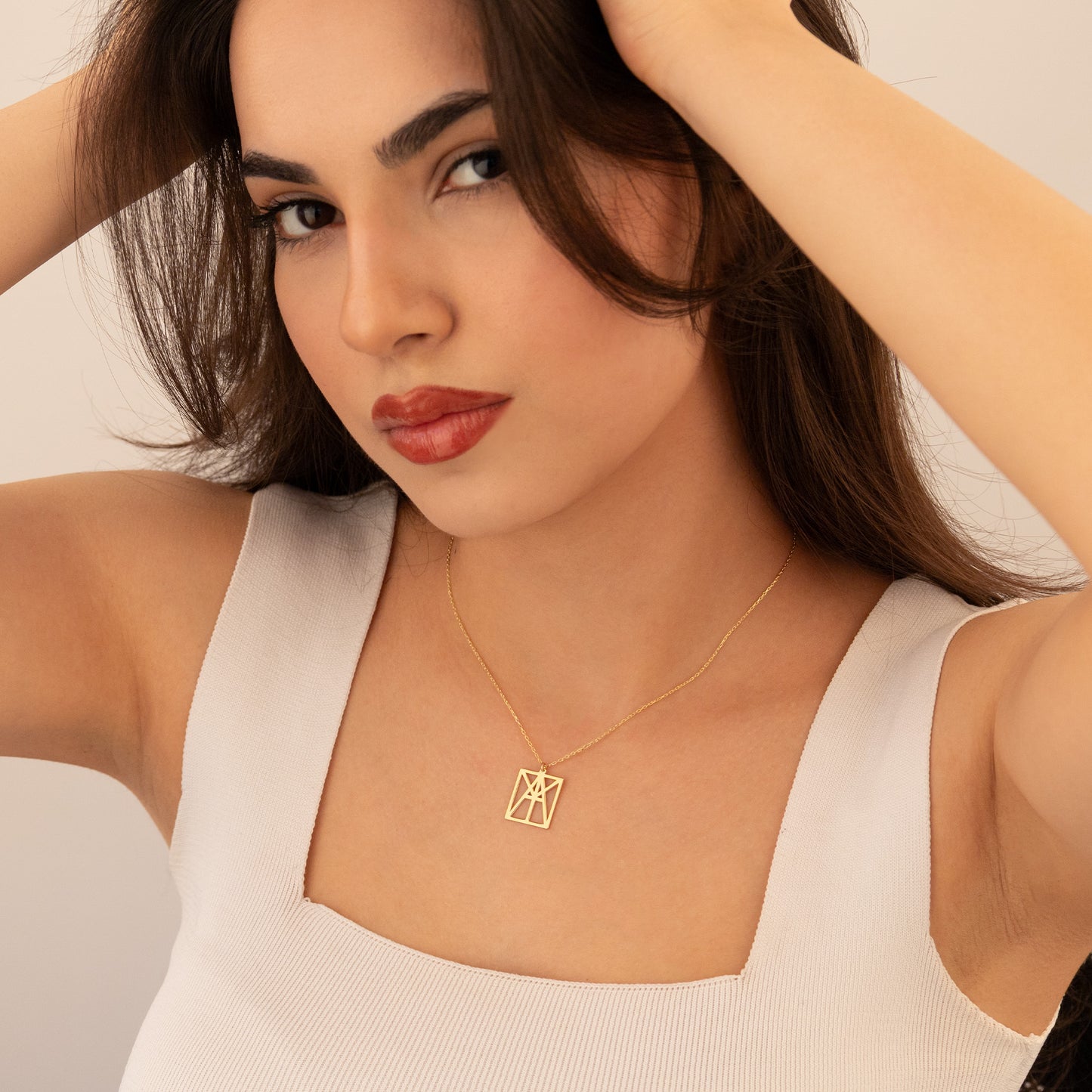 14K Gold Unique Design Name Logo Necklace