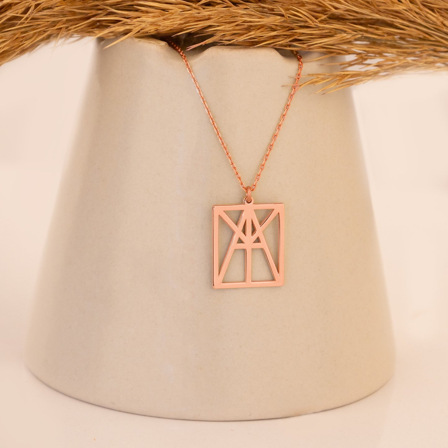 14K Gold Unique Design Name Logo Necklace