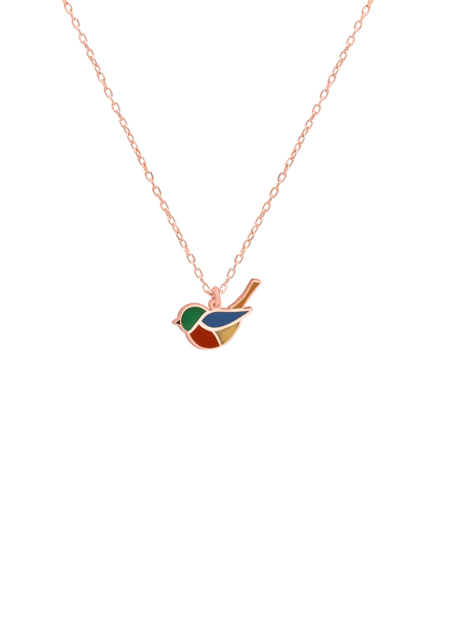 925 Sterling Silver Enamel Bird Pendant