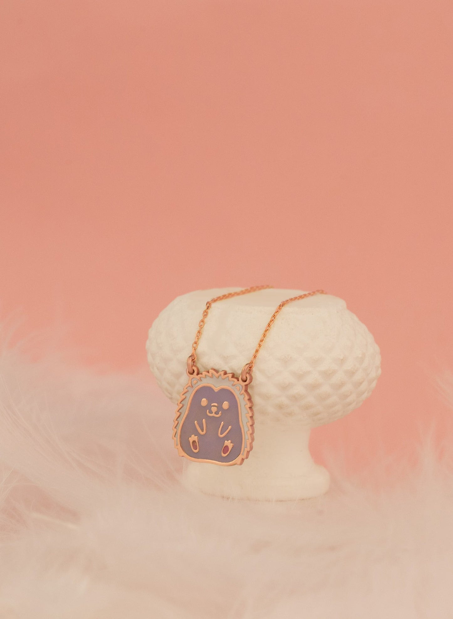 925 Sterling Silver Adorable Tiny Hedgehog Necklace