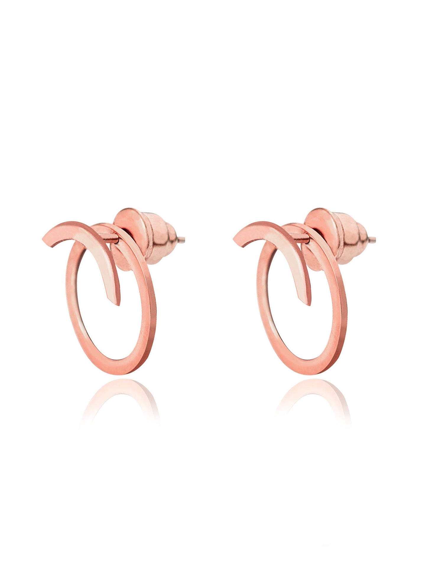 14K Solid Gold Circle Ear Jacket Earrings - Geometric Earrings