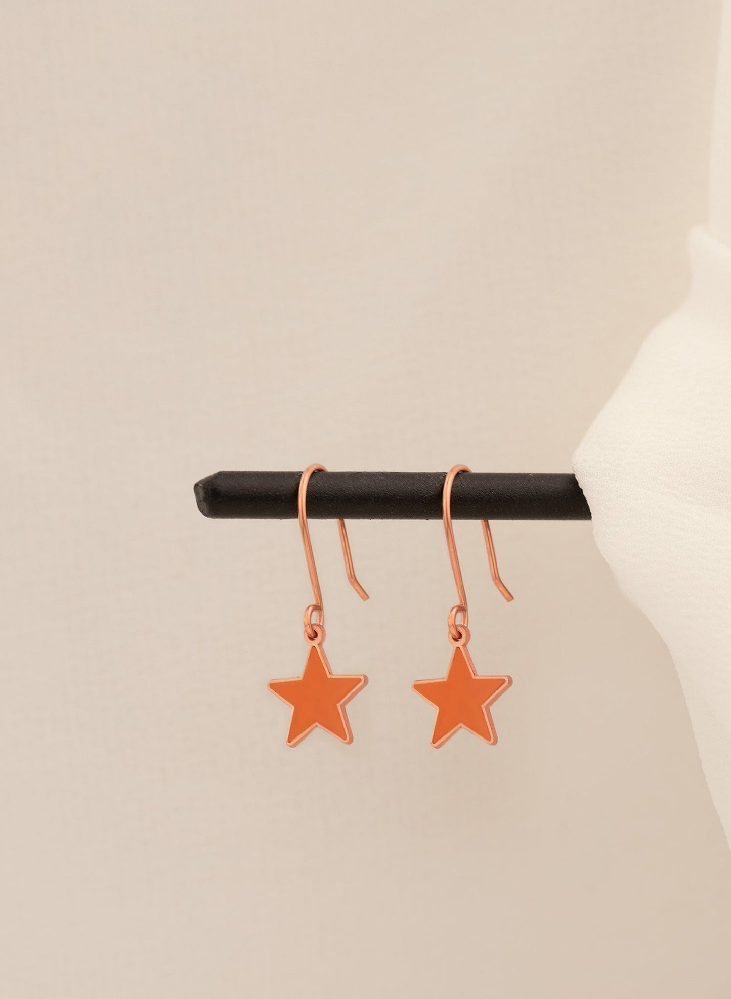 925 Sterling Silver Orange Star Earring
