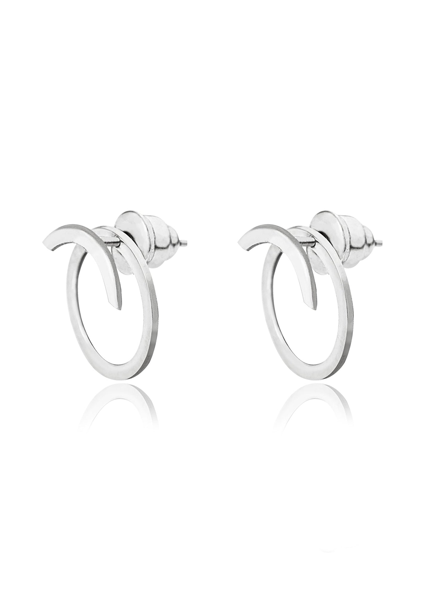 14K Solid Gold Circle Ear Jacket Earrings - Geometric Earrings