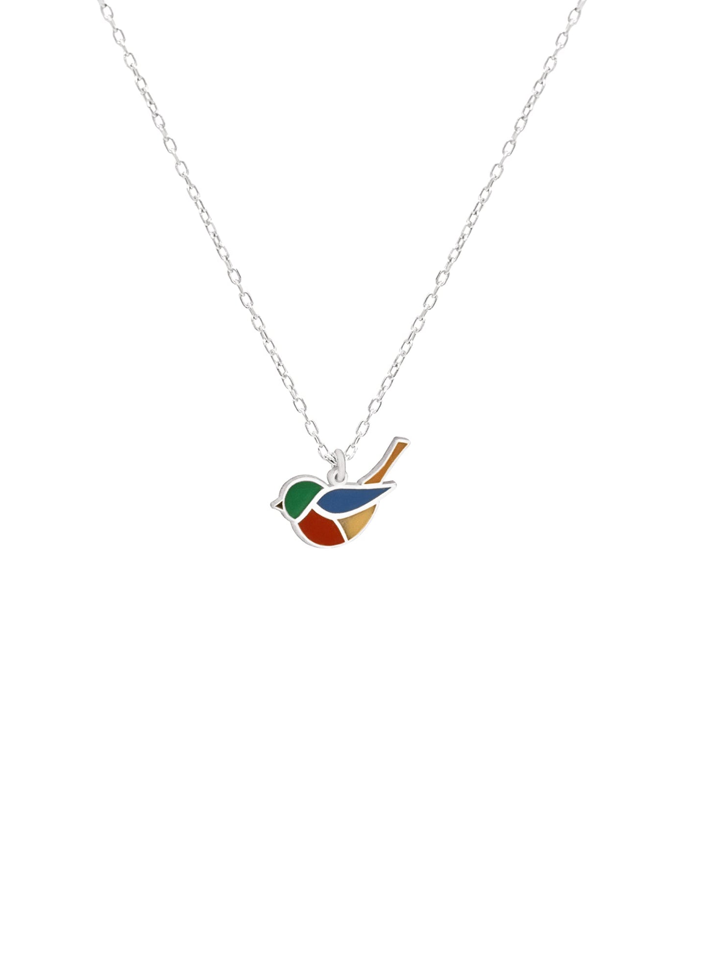 925 Sterling Silver Enamel Bird Pendant