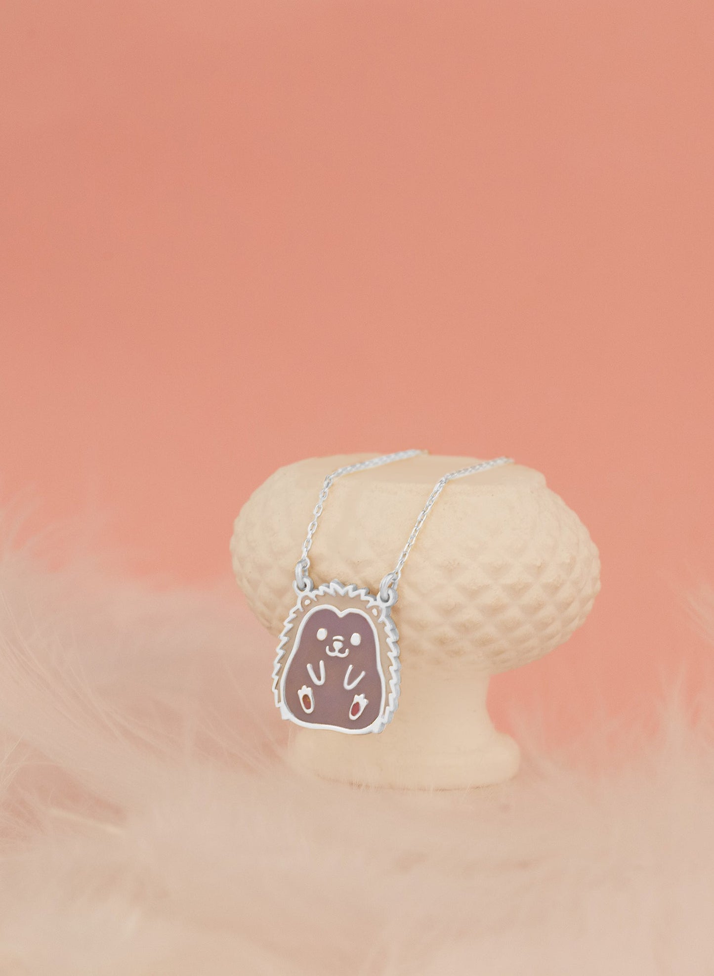 925 Sterling Silver Adorable Tiny Hedgehog Necklace