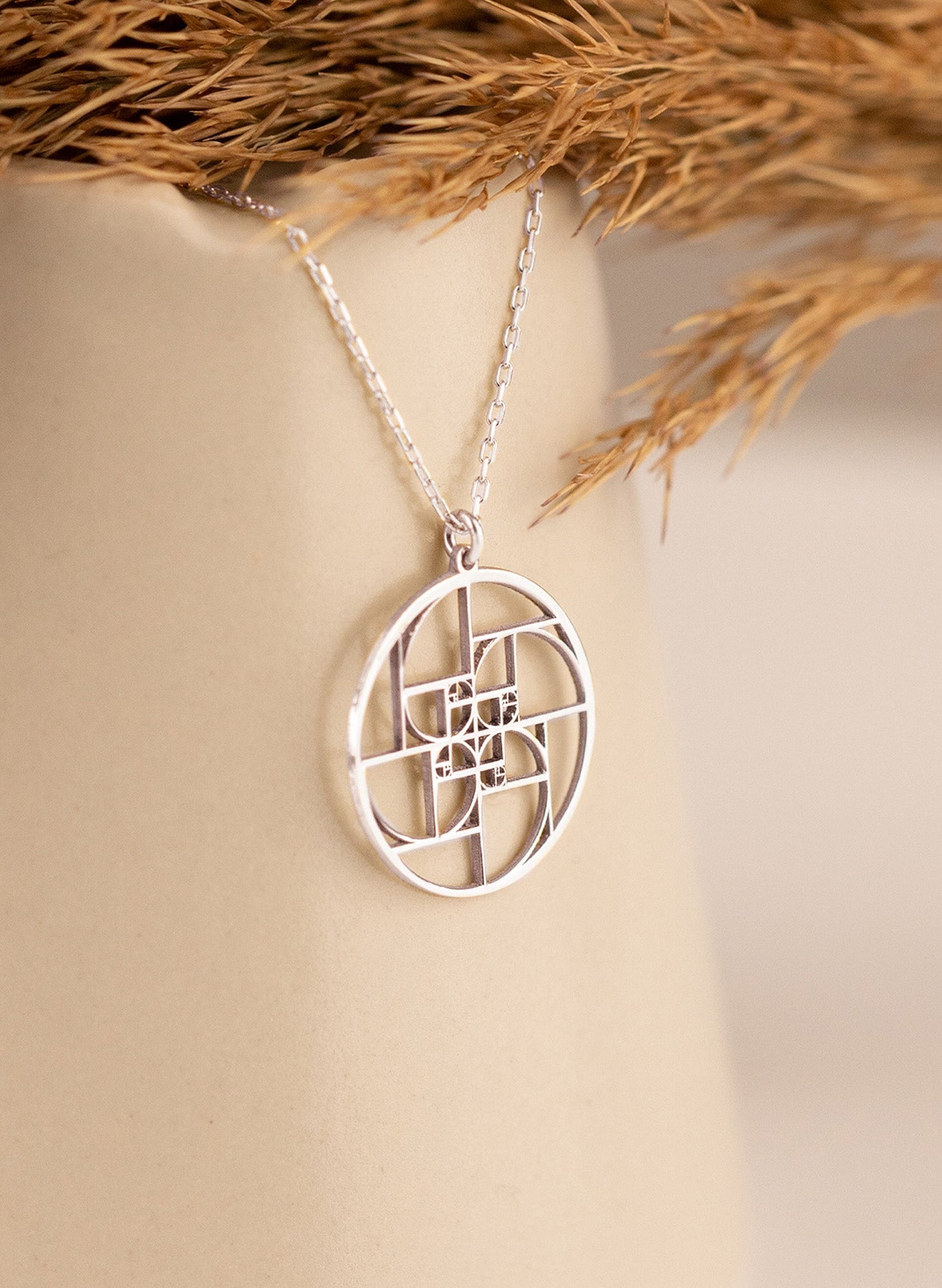 14K Solid Gold Fibonacci's Golden Ratio Necklace
