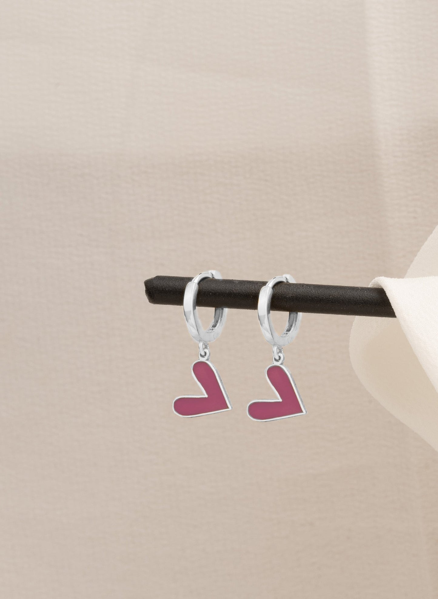 925 Sterling Silver Purple Heart Earring