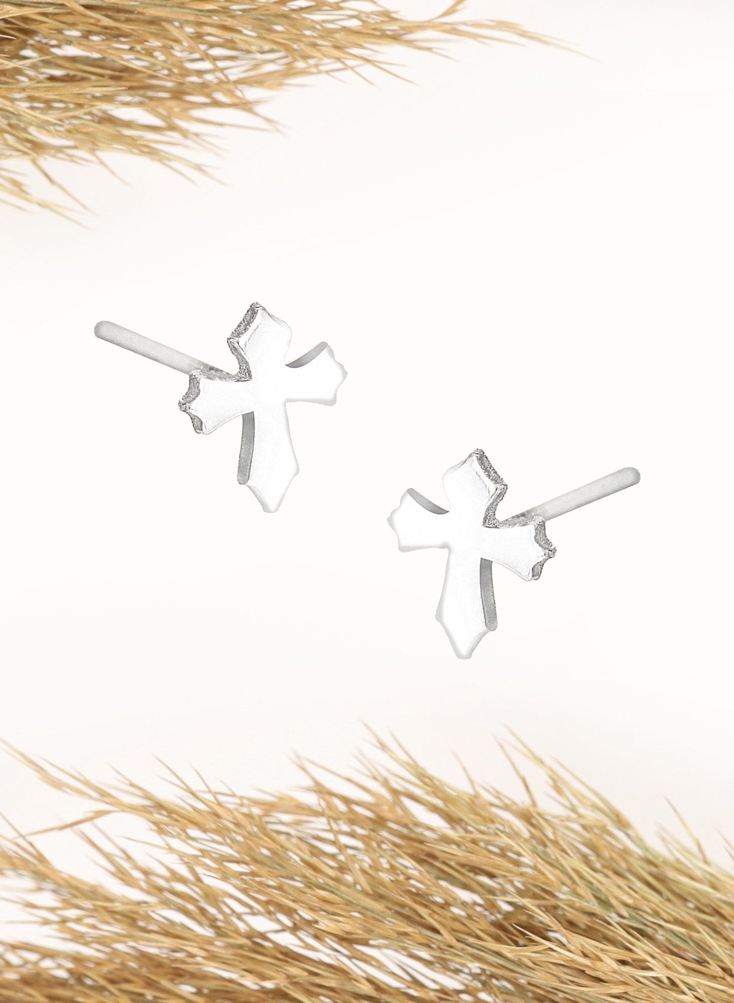 925 Sterling Silver Tiny Cross Earring