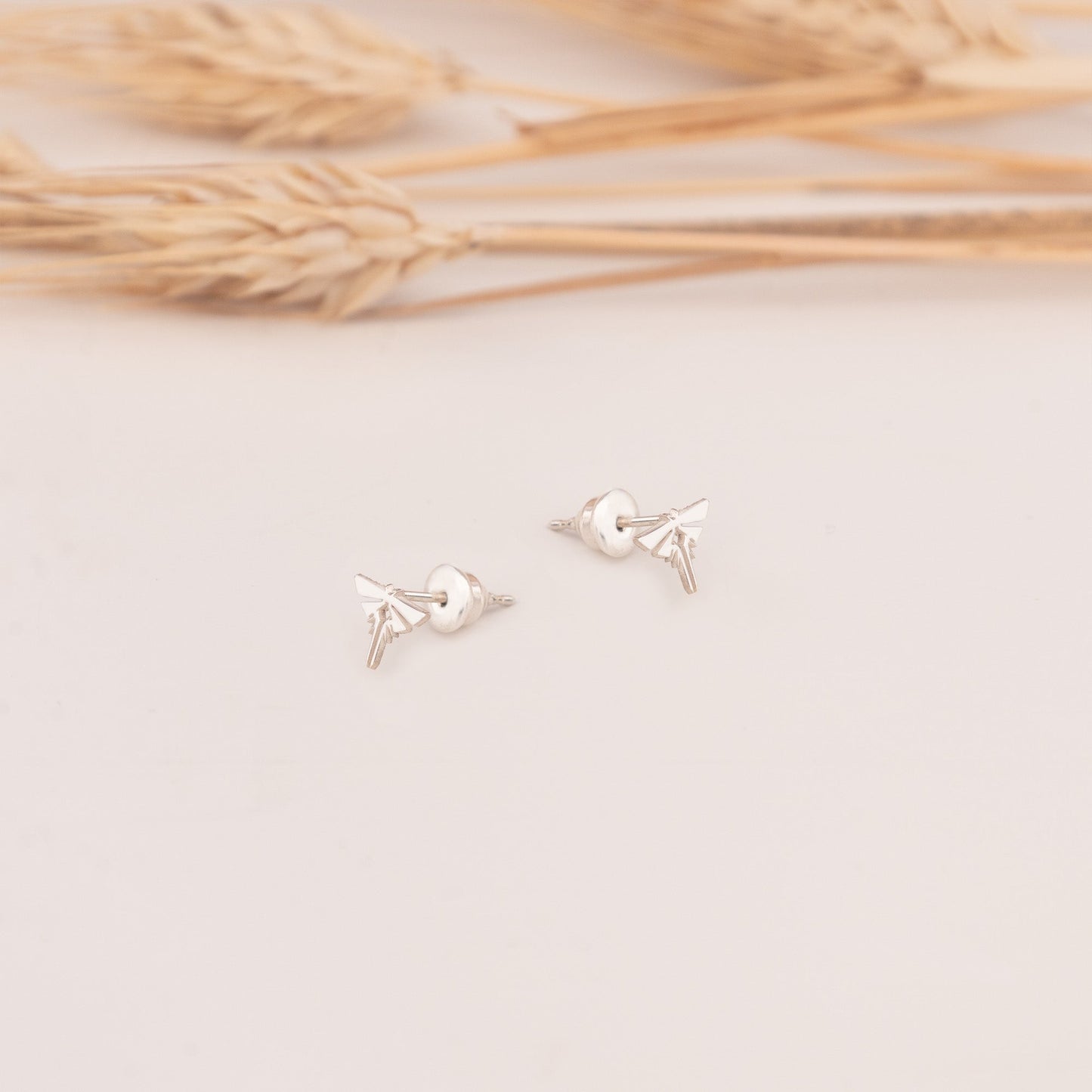 14K Solid Gold Firefly Stud Earrings