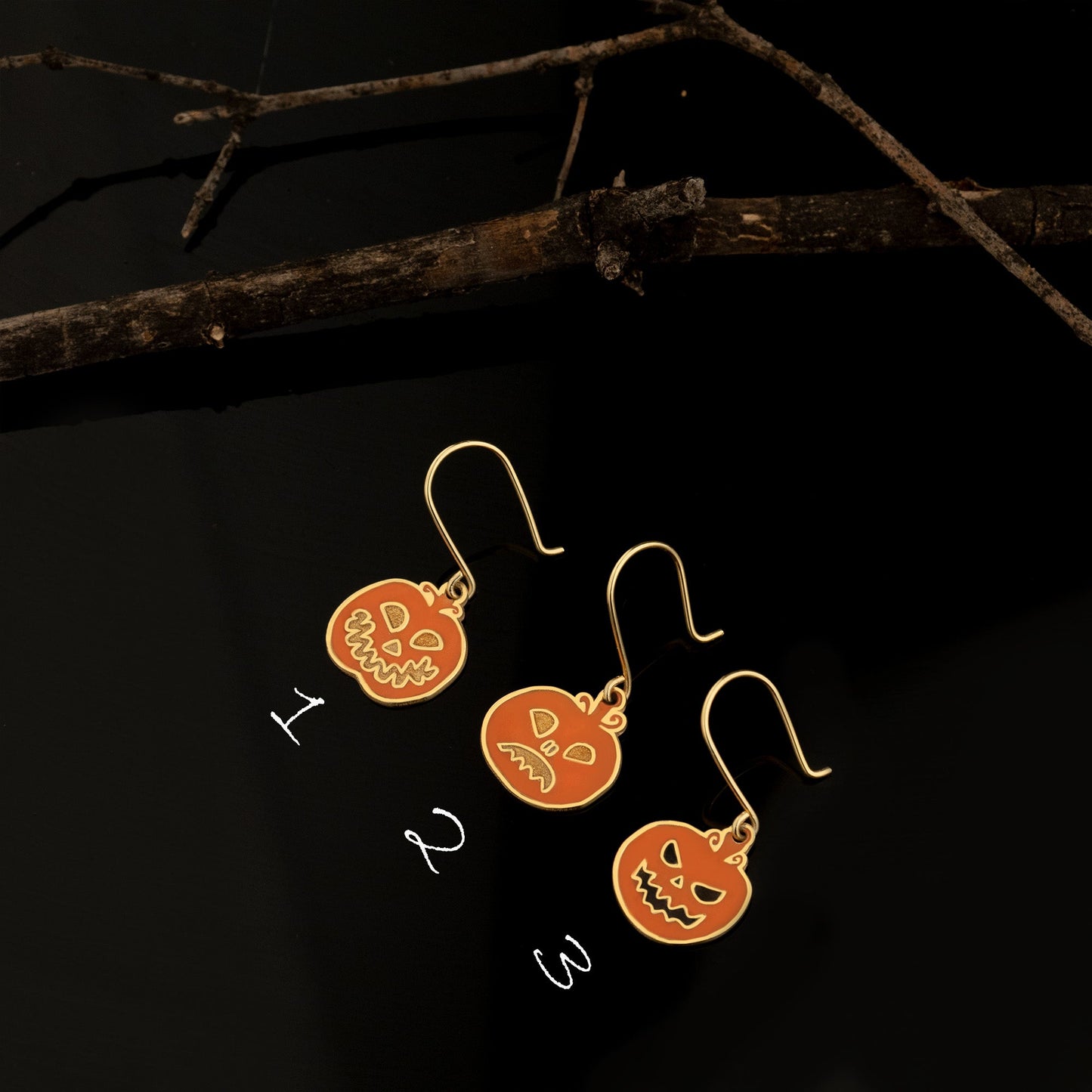 Enamel Pumpkin Earrings - Halloween Gift