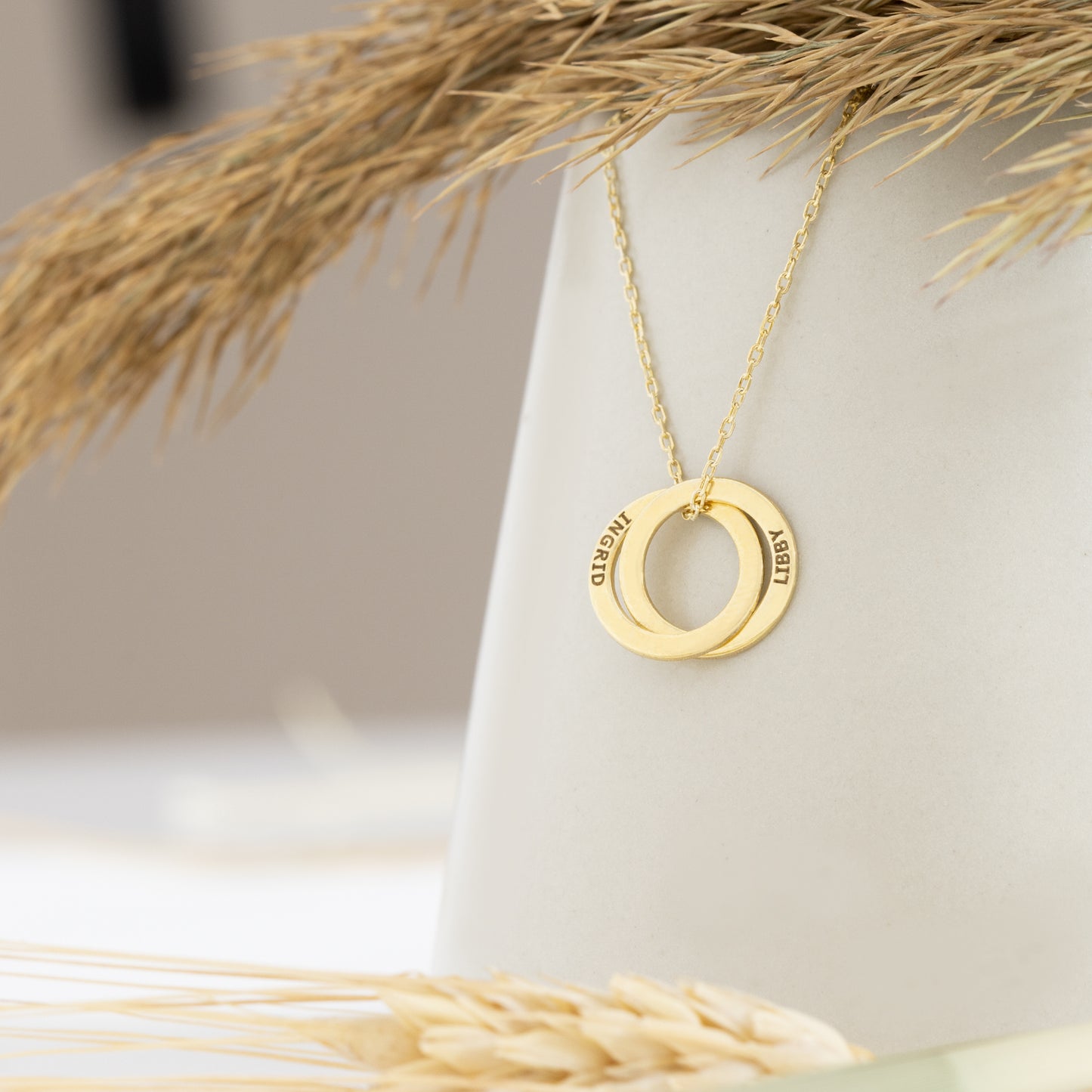 Personalized Circle Necklace - Christmas Gift - Family Necklace - Custom Name Rings Necklace - Rings Necklace