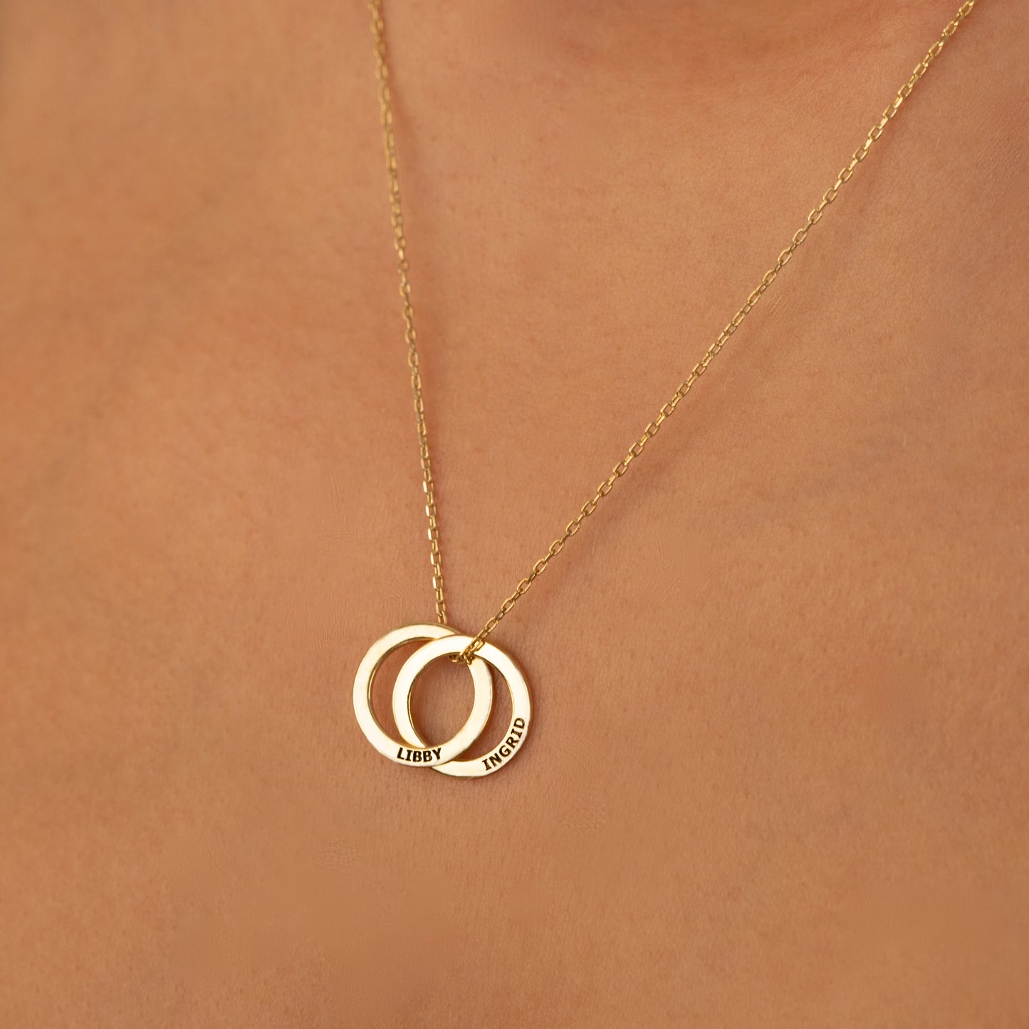 Personalized Circle Necklace - Christmas Gift - Family Necklace - Custom Name Rings Necklace - Rings Necklace