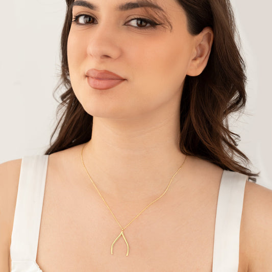 Ring Holder Necklace Gold Wishbone