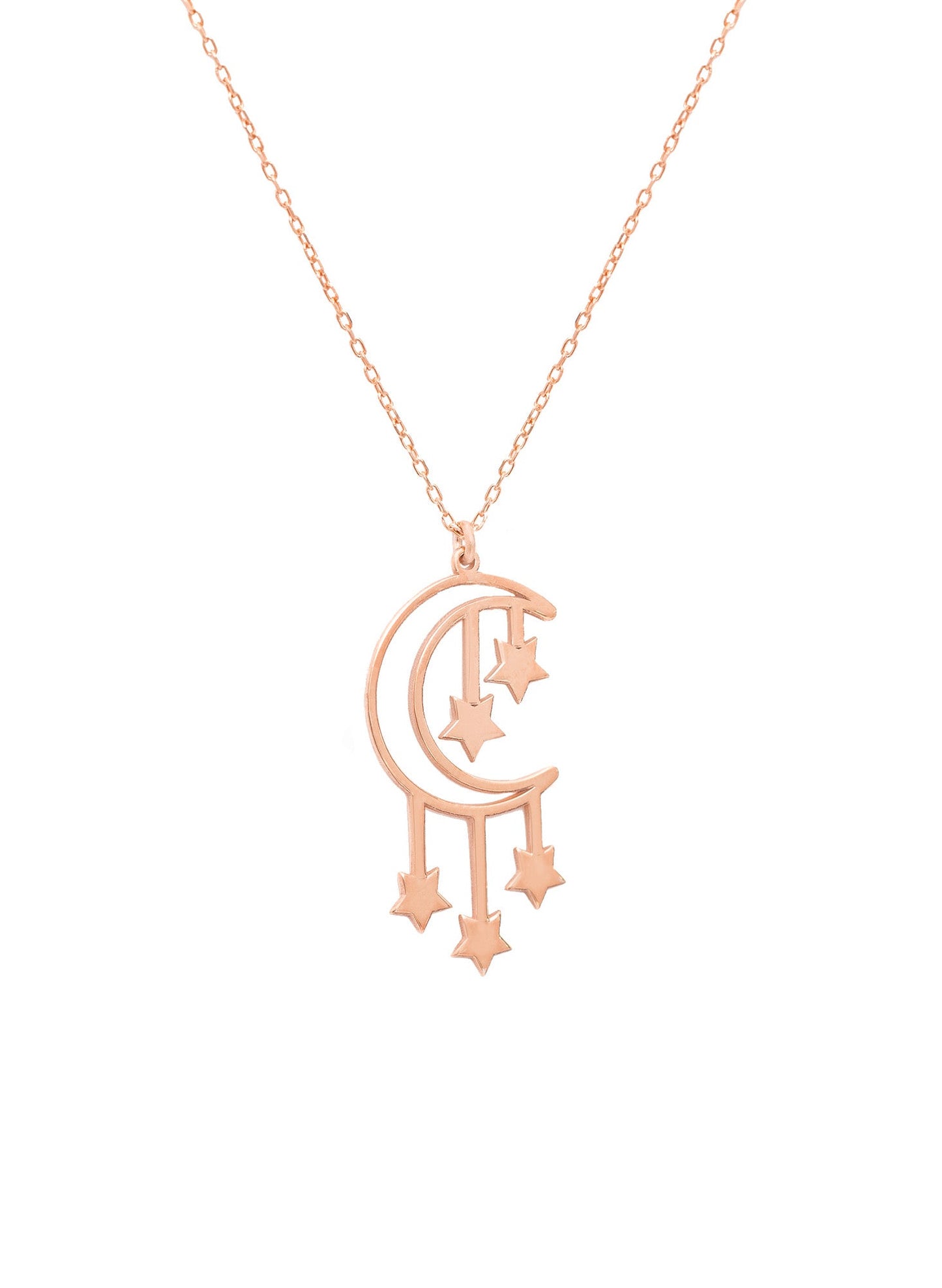 925 Sterling Silver Moon And Star Necklace