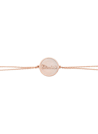 925 Sterling Silver Circle Name Tag Duo Chain Bracelet