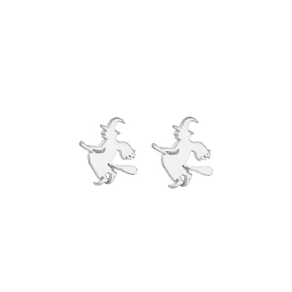 925 Sterling Silver Beautiful & Ugly Witch Studs Earrings
