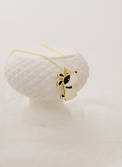 925 Sterling Silver Enamel Dog Necklace