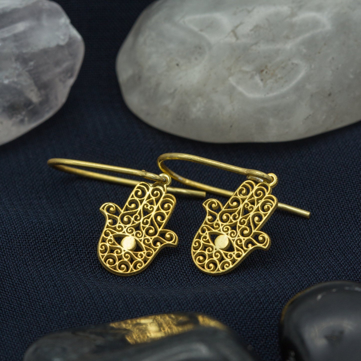 925 Sterling Silver Hand of Hamsa Earrings