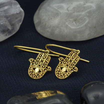 925 Sterling Silver Hand of Hamsa Earrings