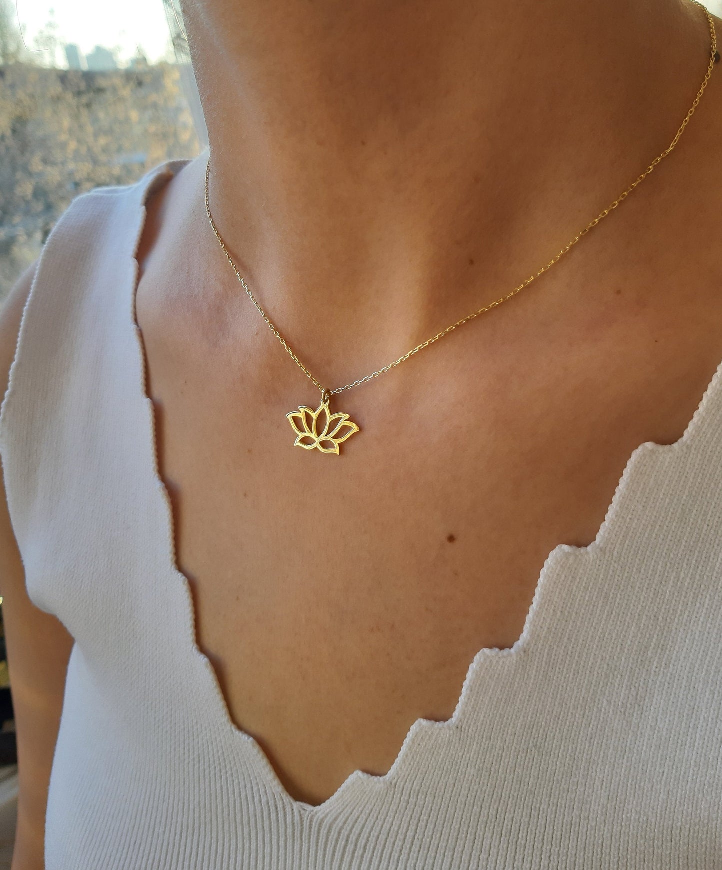 925 Sterling Silver Lotus Flower Necklace