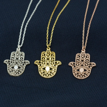 925 Sterling Silver Hand of Hamsa Necklace