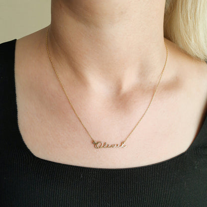 925 Sterling Silver Cursive Name Tiny Necklace