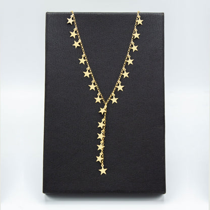 925 Sterling Silver Dangling Stars Necklace