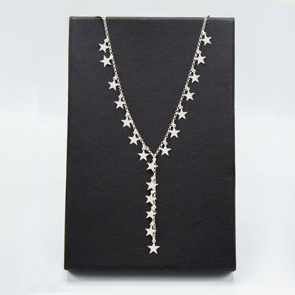 925 Sterling Silver Dangling Stars Necklace