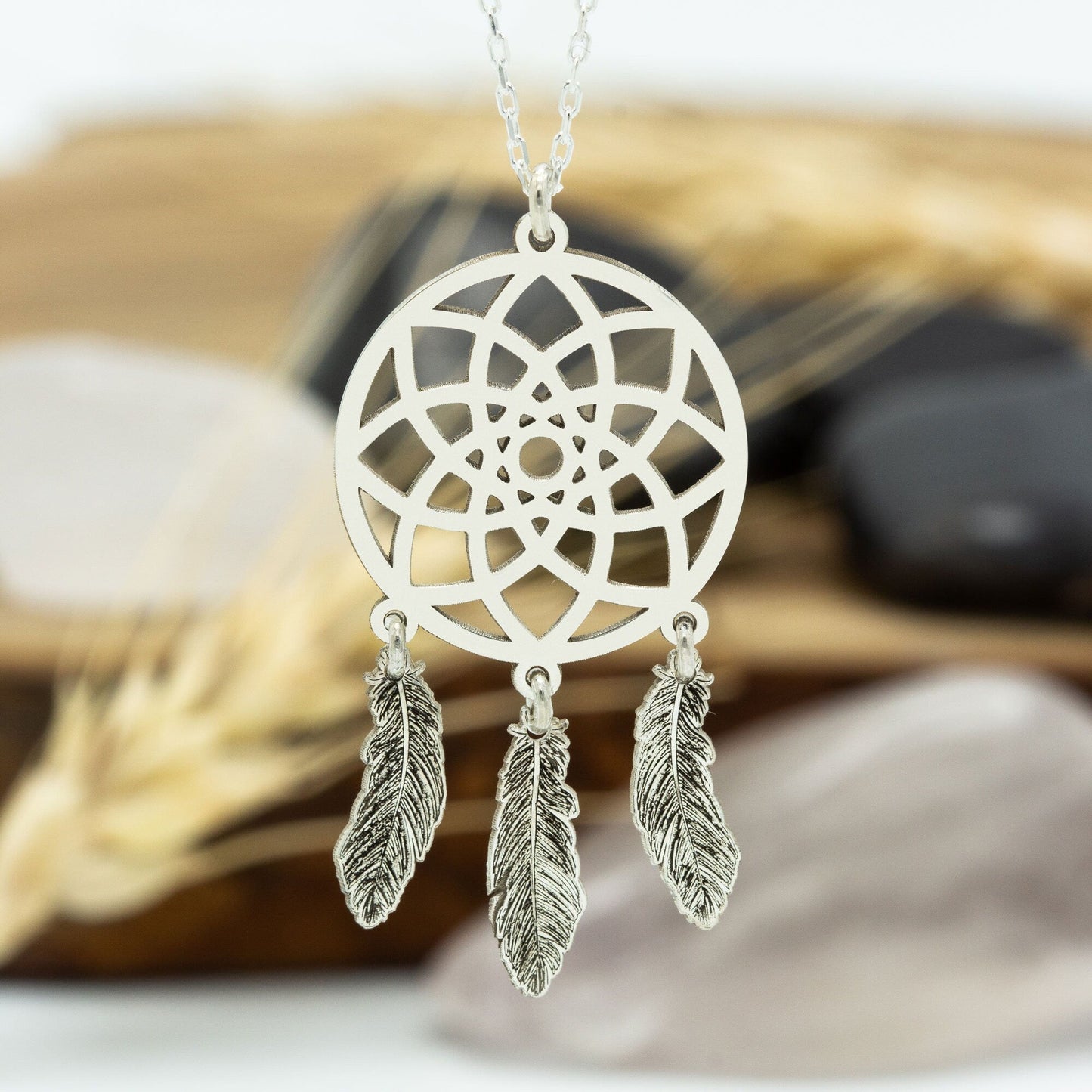 925 Sterling Silver Dream Catcher Necklace Necklace