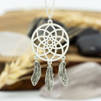 925 Sterling Silver Dream Catcher Necklace Necklace