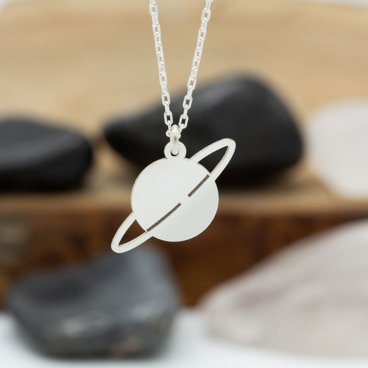 925 Sterling Silver Dainty Saturn Necklace