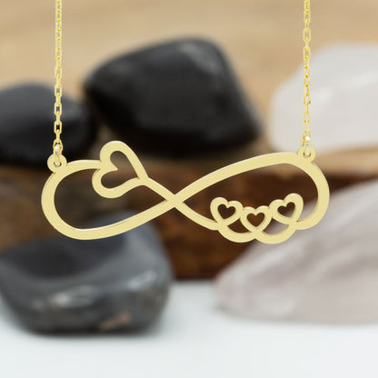 925 Sterling Silver Infinity Necklace with Hearts