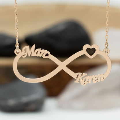 925 Sterling Silver Infinity Necklace With Names