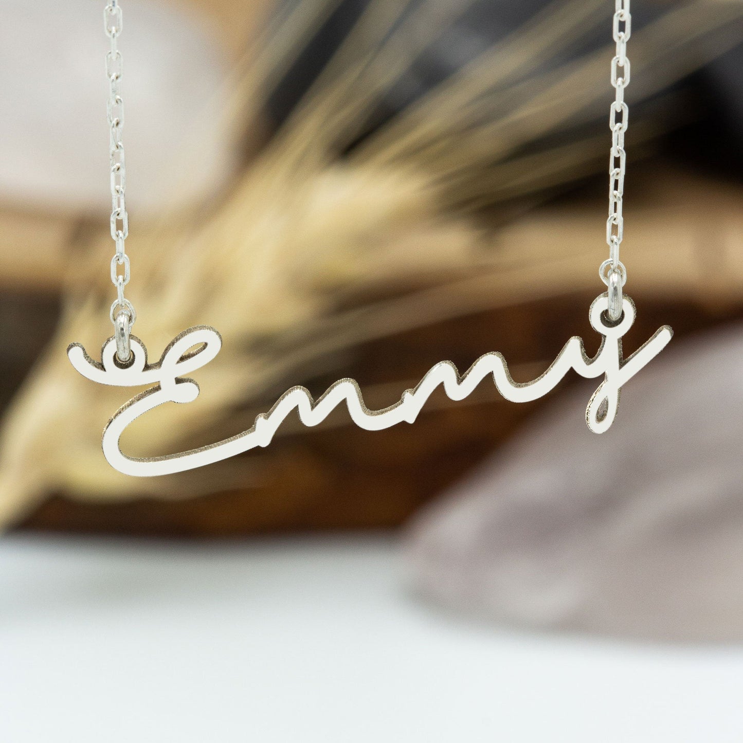 925 Sterling Silver Cursive Name Tiny Necklace