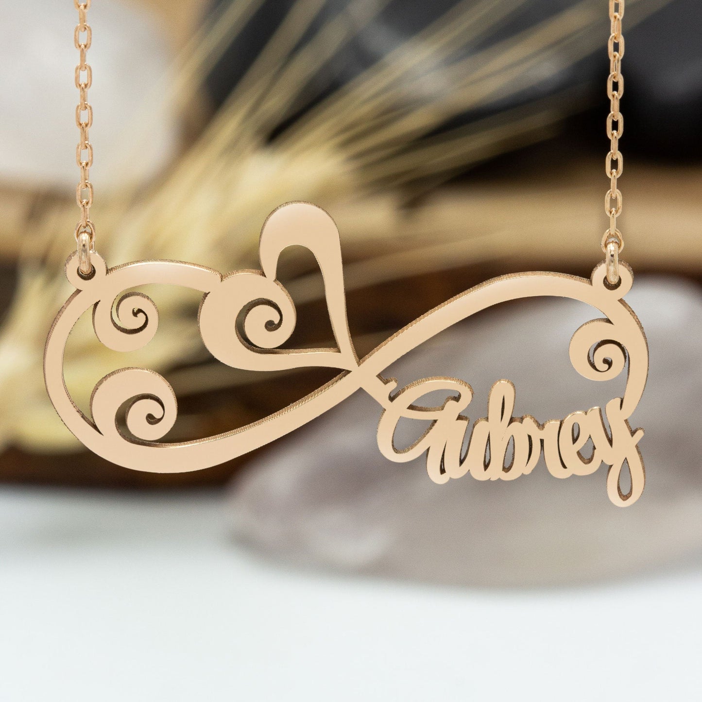 925 Sterling Silver Dainty Heart Infinity Name Necklace