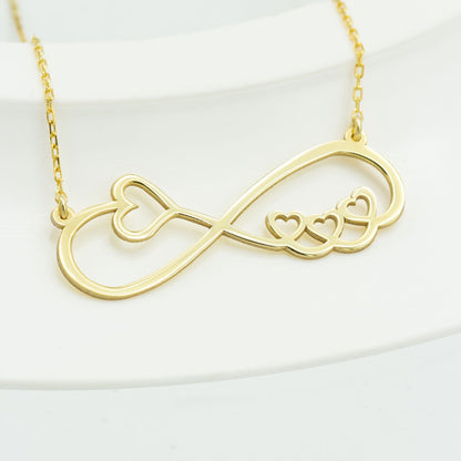 925 Sterling Silver Infinity Necklace with Hearts