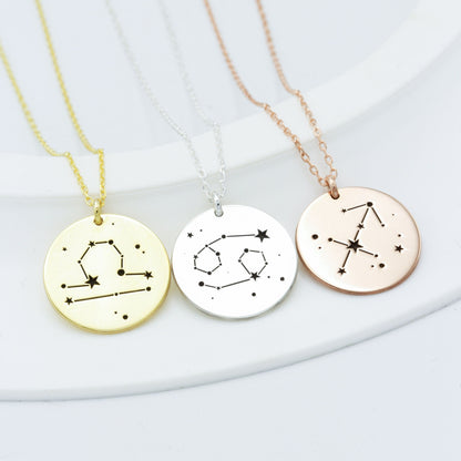 925 Sterling Silver Star Signet Dainty Disc Necklace