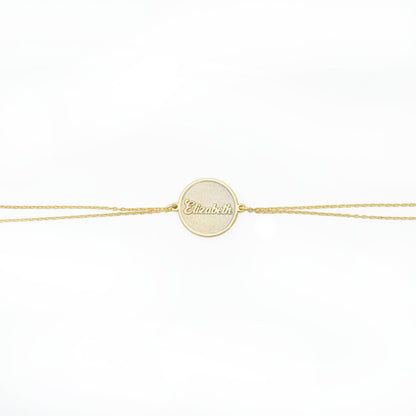 925 Sterling Silver Circle Name Tag Duo Chain Bracelet