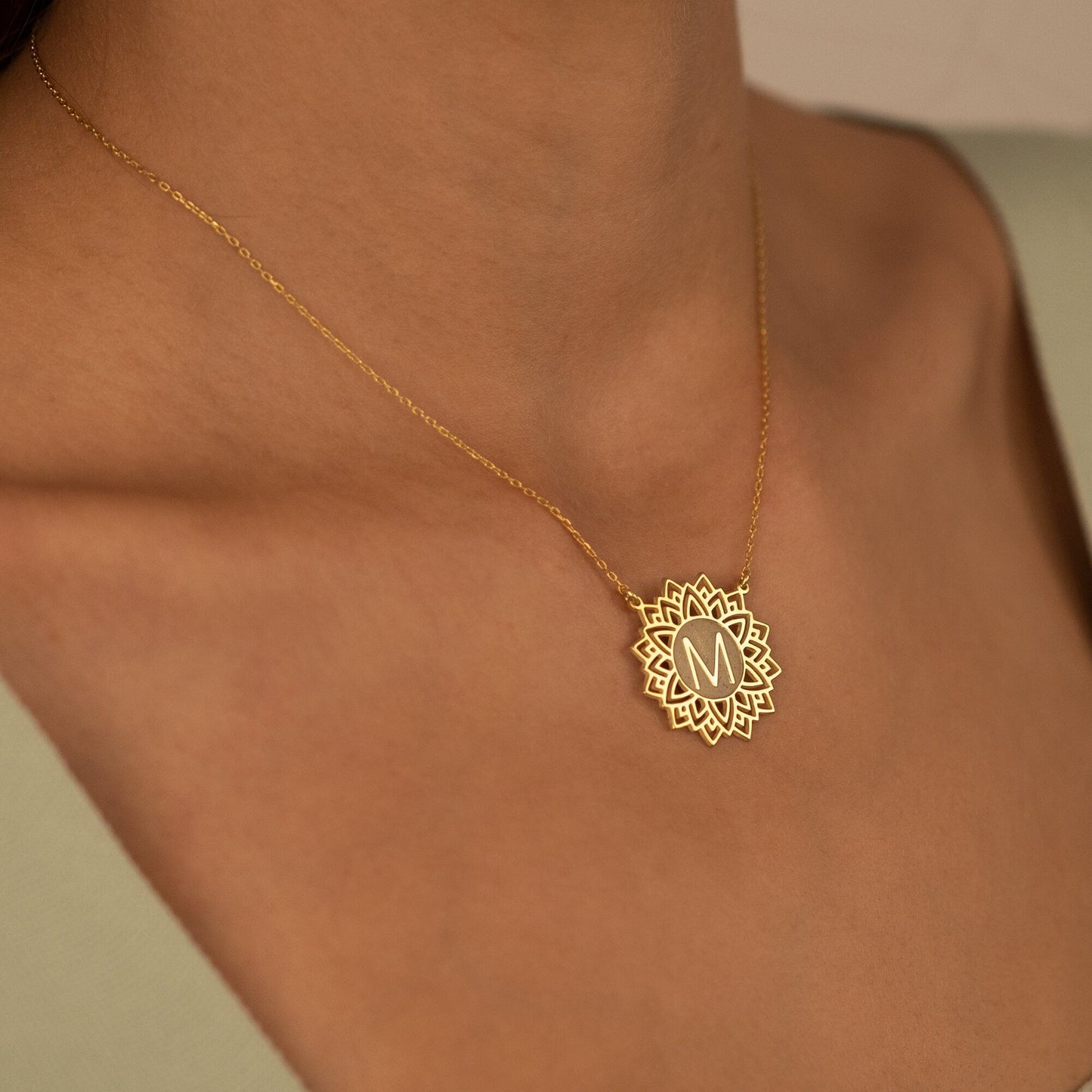 925 Sterling Silver Lotus Necklace With Letter
