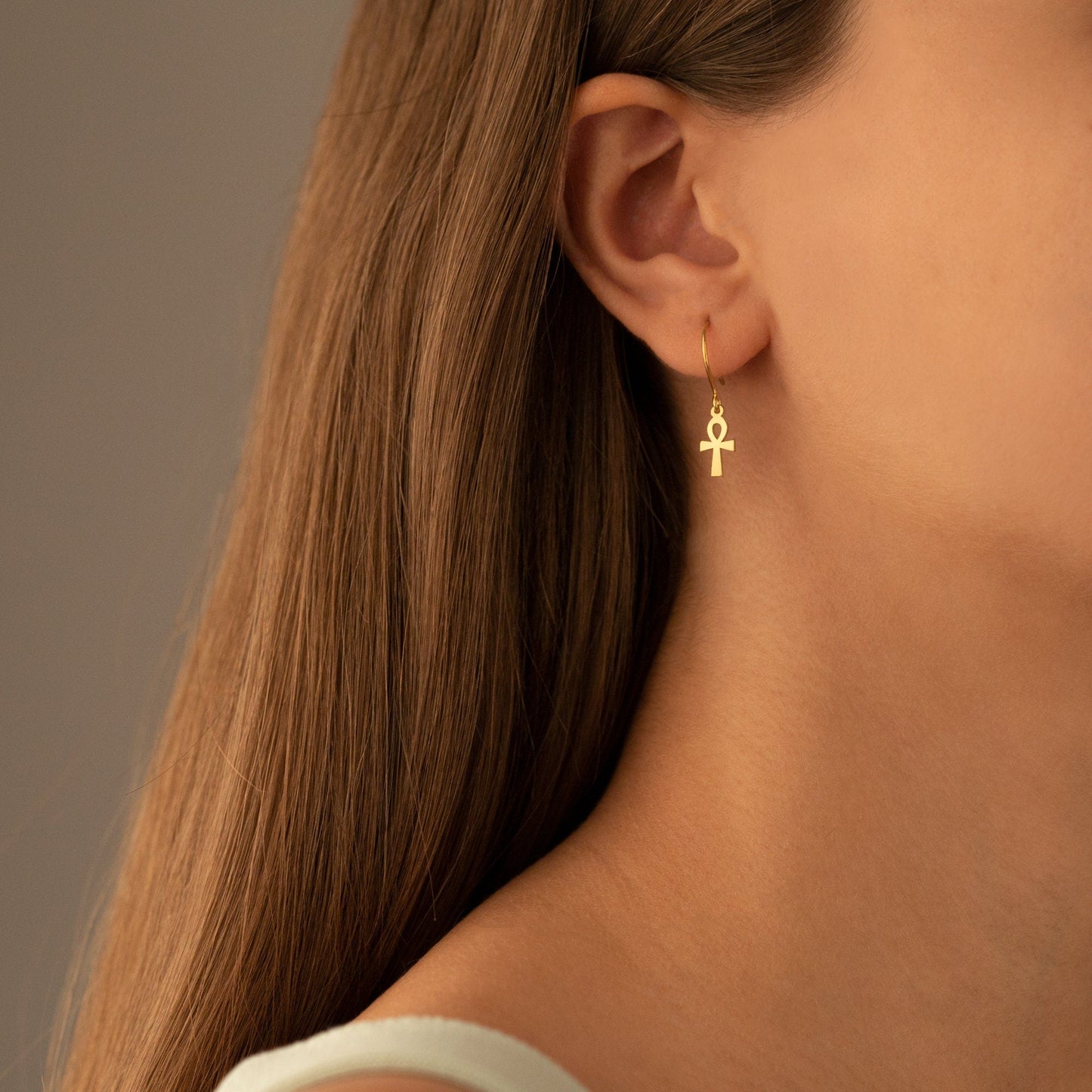 925 Sterling Silver The Ankh Earring