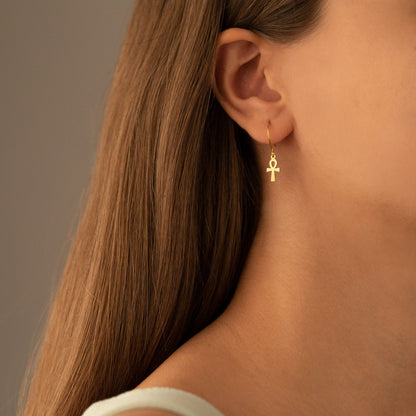 925 Sterling Silver The Ankh Earring