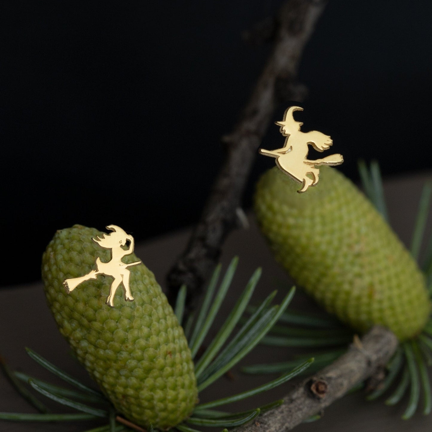 925 Sterling Silver Beautiful & Ugly Witch Studs Earrings