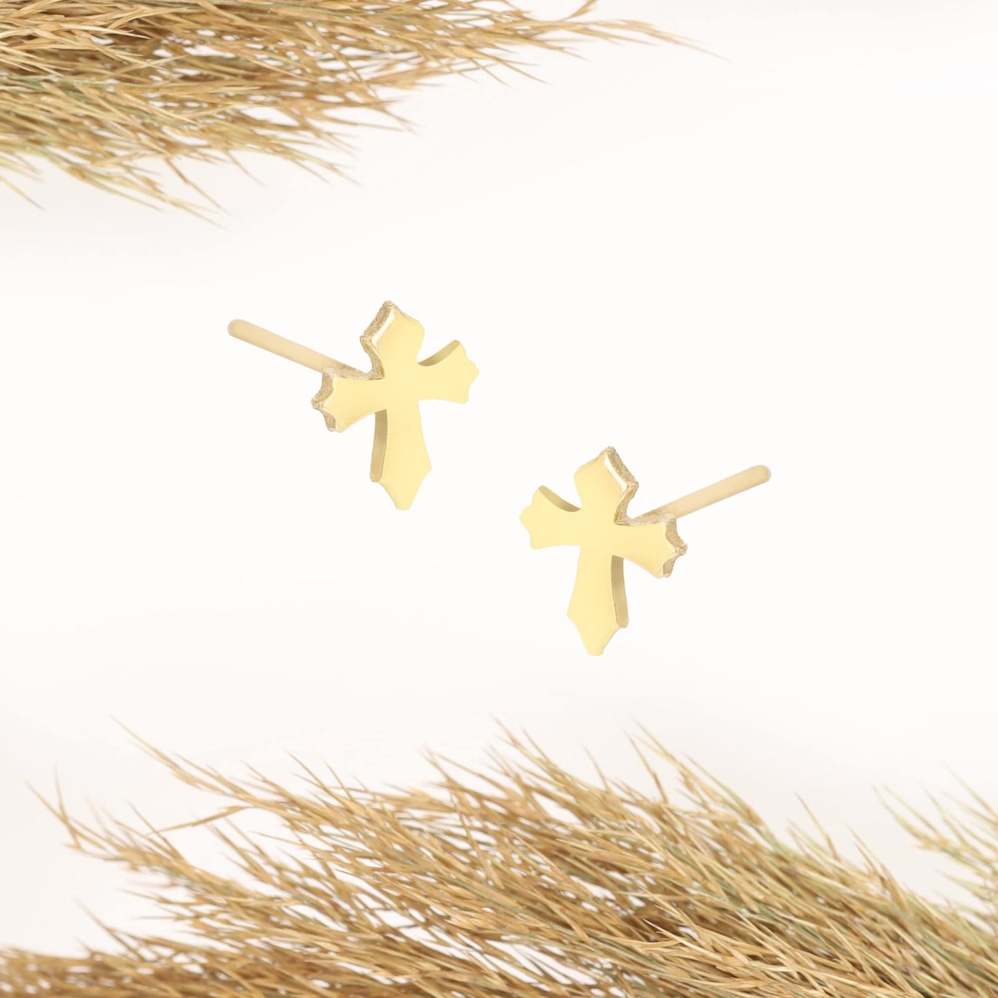 925 Sterling Silver Tiny Cross Earring