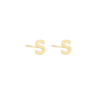 925 Sterling Silver Minimalist Initial Earrings