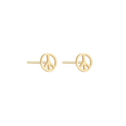 925 Sterling Silver Tiny Peace Sign Earrings