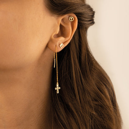 925 Sterling Silver Tiny Peace Sign Earrings