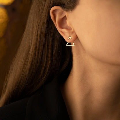 925 Sterling Silver Triangle Ear Jacket Earrings